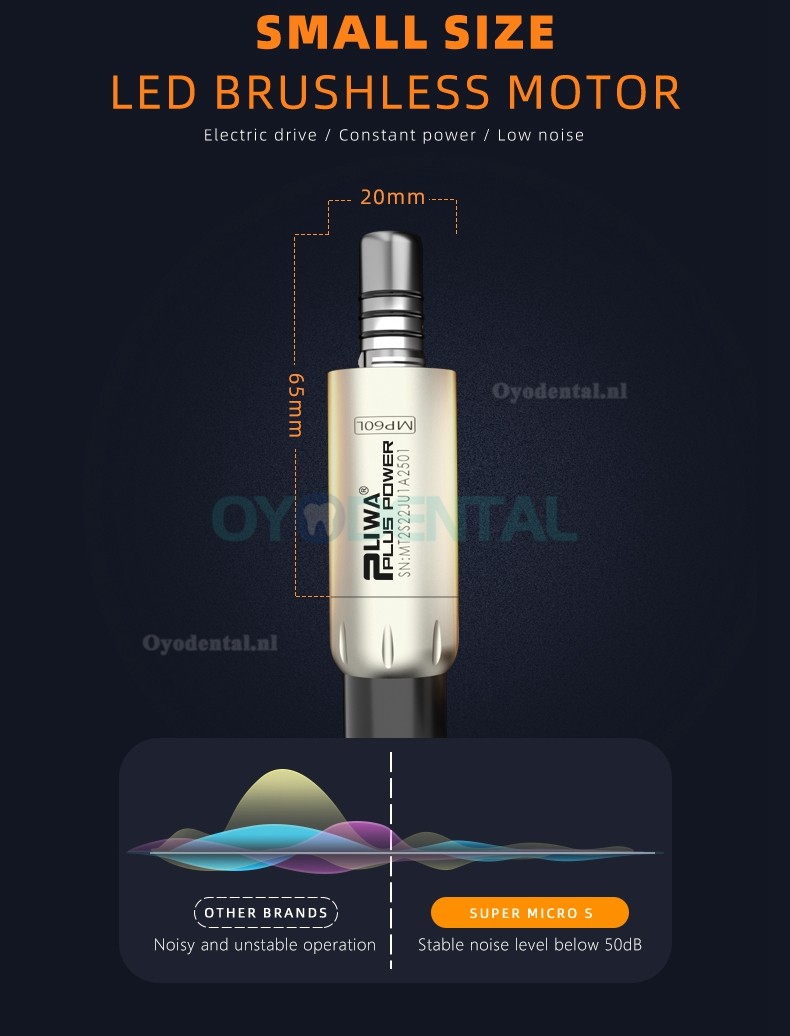 Pluspower® Micro S Duurzame tandheelkundige elektrische motorsystemen Ingebouwde LED-lamp